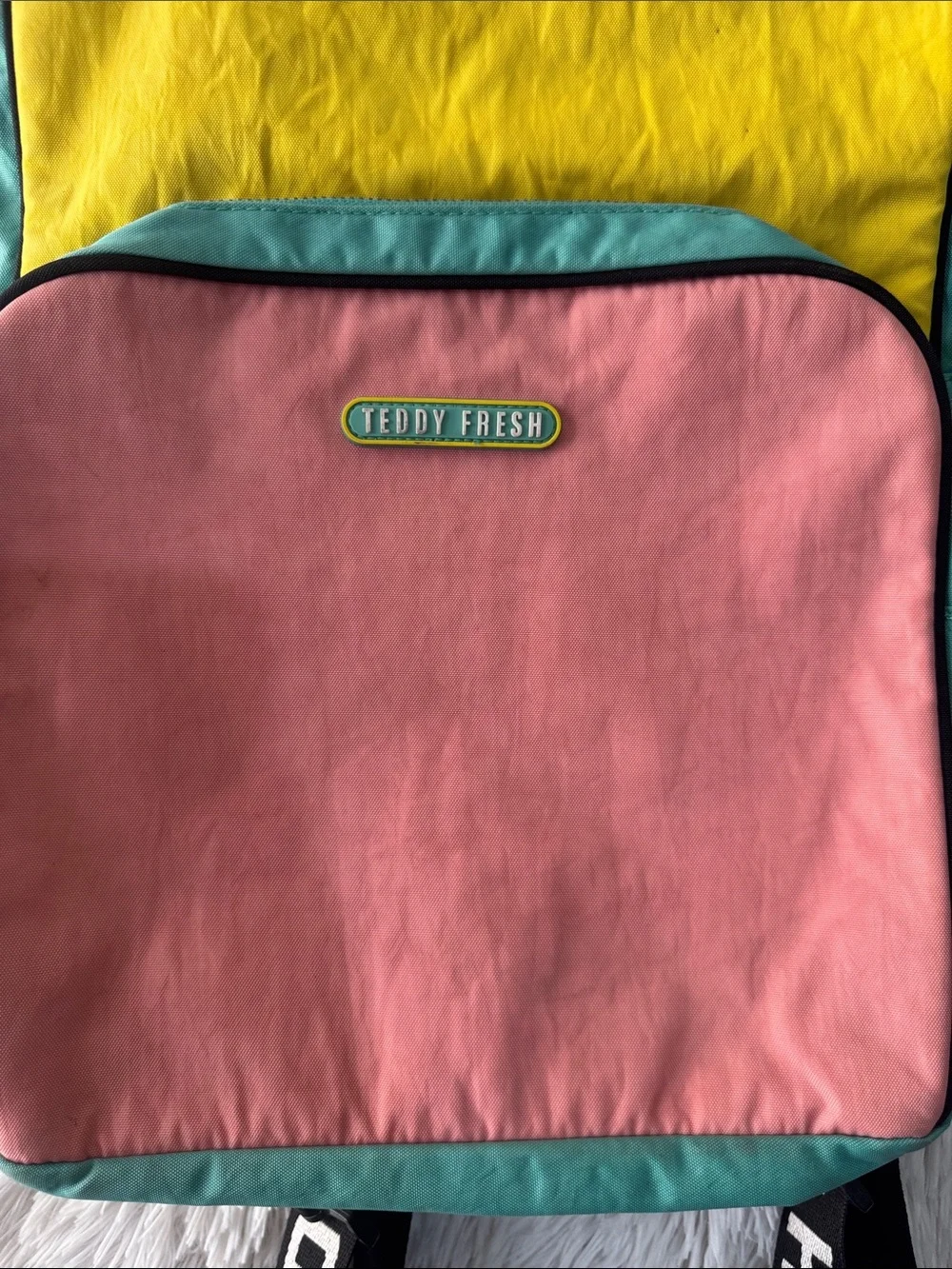 Teddy Fresh Colorblock Canvas Backpack in Pink, Yellow & Teal